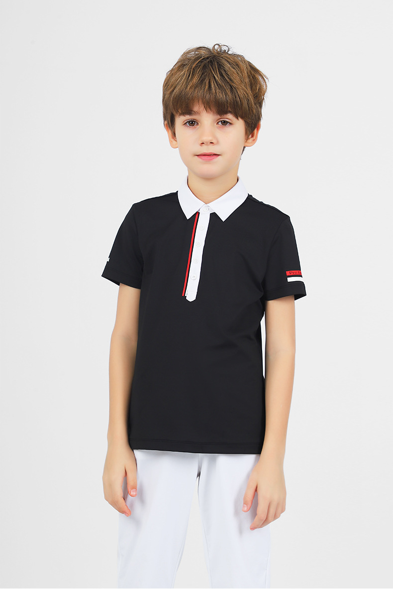 Áo golf ngắn tay bé trai PGM cổ bẻ, vải thoáng khí mùa hè — YF597-Áo màu trắng, KUZ159-Quần Trắng, KUZ159-Quần màu xanh nước biển, KUZ159-Quần Đen chi tiết 9