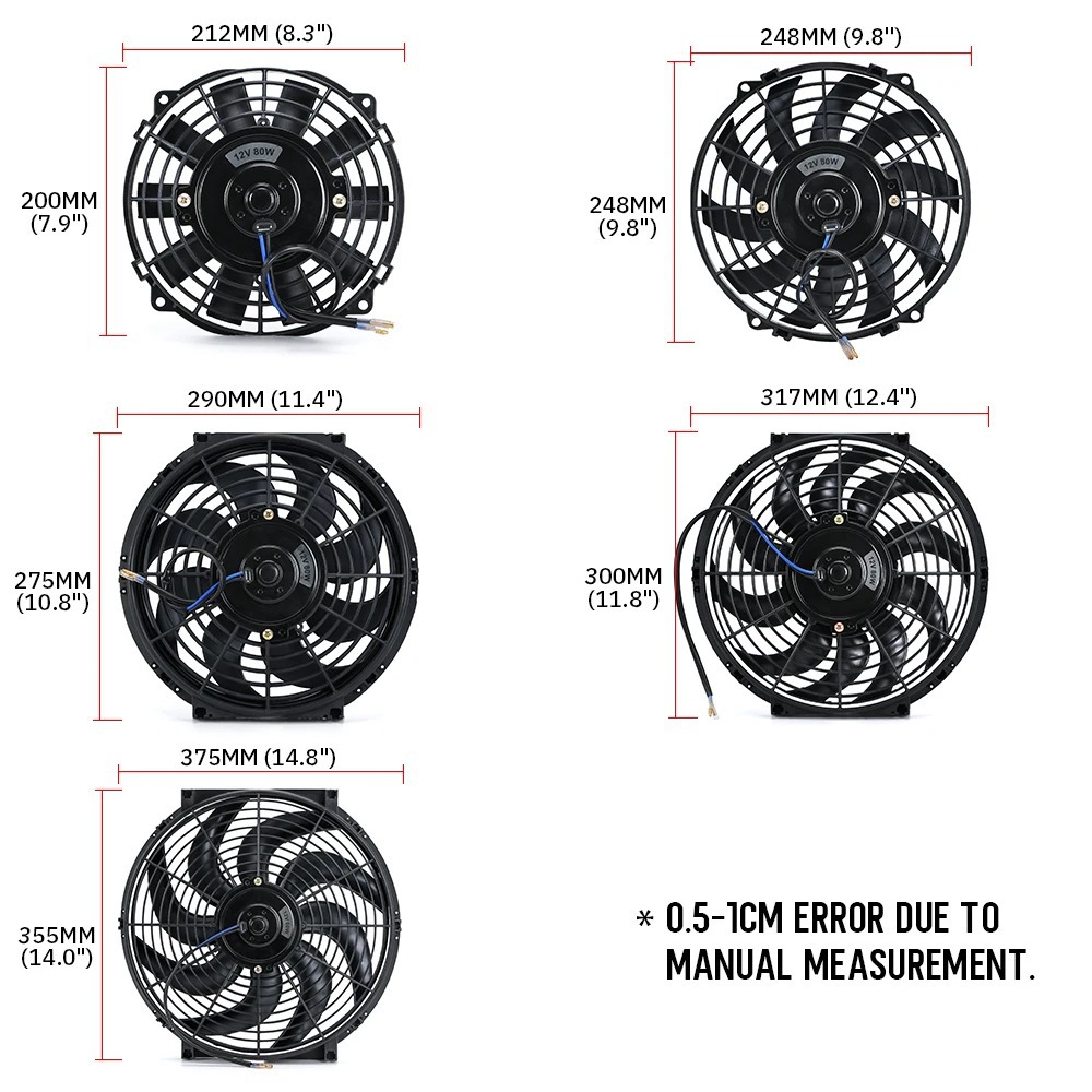 Cross-Border Auto Parts Factory Other Cooling Modification Fan Universal DIY 10 12 Inches 12V 80W 90W