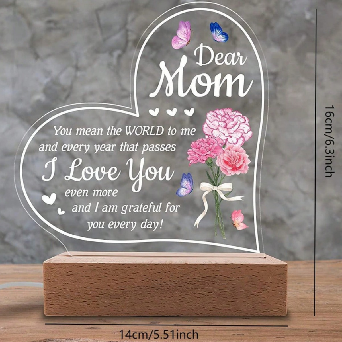 Creative 3D night light, painted heart-shaped lamp for sisters and mother's day, carved blessings, chic puzzle gift lamp