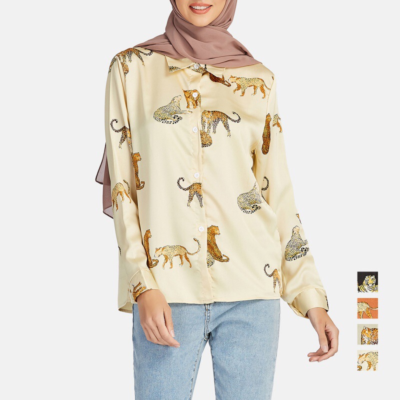 Cross-border New Casual Loose Leopard Print Top Lapel Long Sleeve Shirt Women's European and American Women's Clothing Amazon Hot Sale Cross-border New Casual Loose Leopard Print Top Lapel Long Sleeve Shirt Women's European and American Women's Clothing Amazon Hot Sale