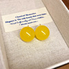 Retro silver needle, yellow fashionable earrings, silver 925 sample, flowered