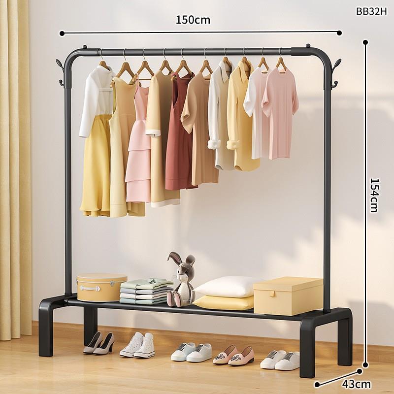 piso percha de ropa dormitorio plegable grueso grueso pequeño interior de plástico percha de ropa doméstica doble varilla balcón