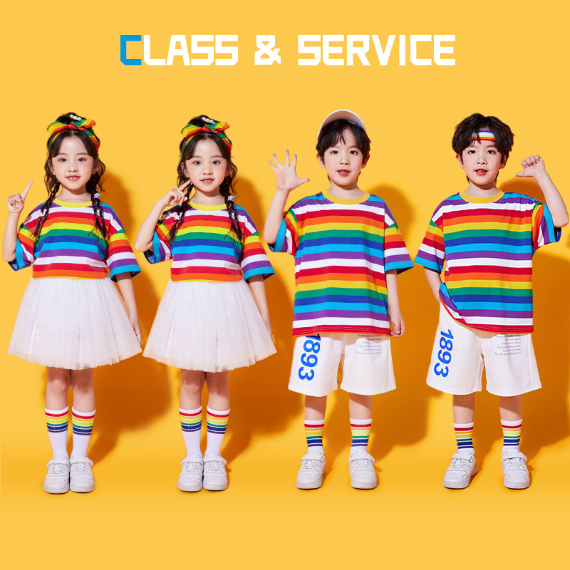 六一儿童啦啦队演出服可爱风兄妹装拉拉操团体表演集体舞比赛服夏