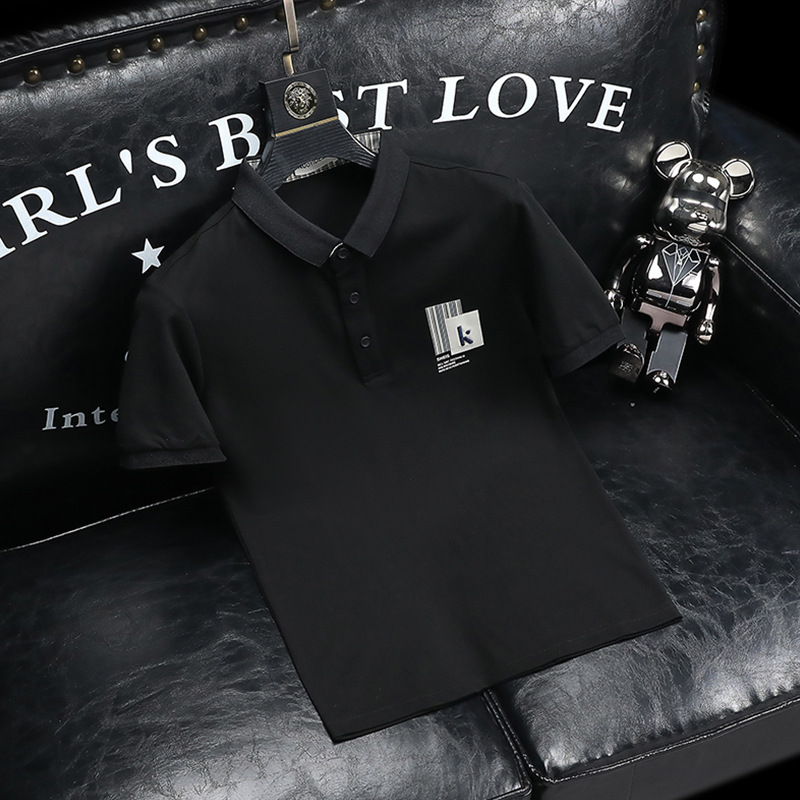 New Y095 패치 K 라펠 폴로 셔츠 블랙