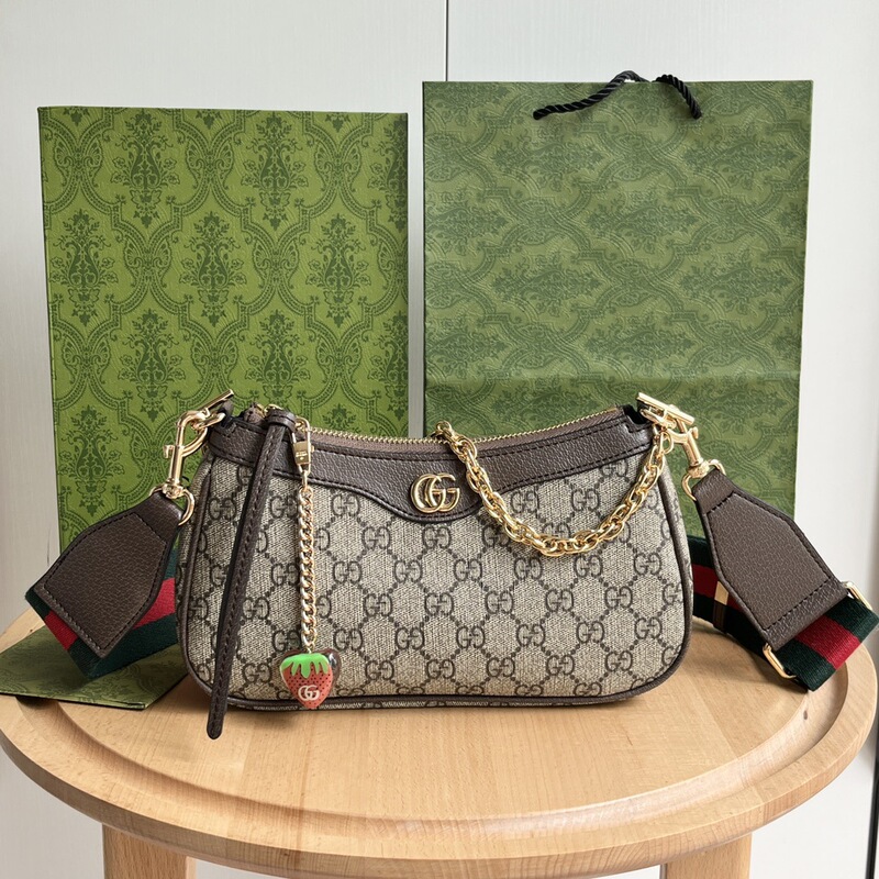 2025 New Model g Brand Ophidia Canvas Bag Mahjong Women's Bag Strawberry Shoulder Crossbody Underarm Bag Wholesale 2025 New Model g Brand Ophidia Canvas Bag Mahjong Women's Bag Strawberry Shoulder Crossbody Underarm Bag Wholesale