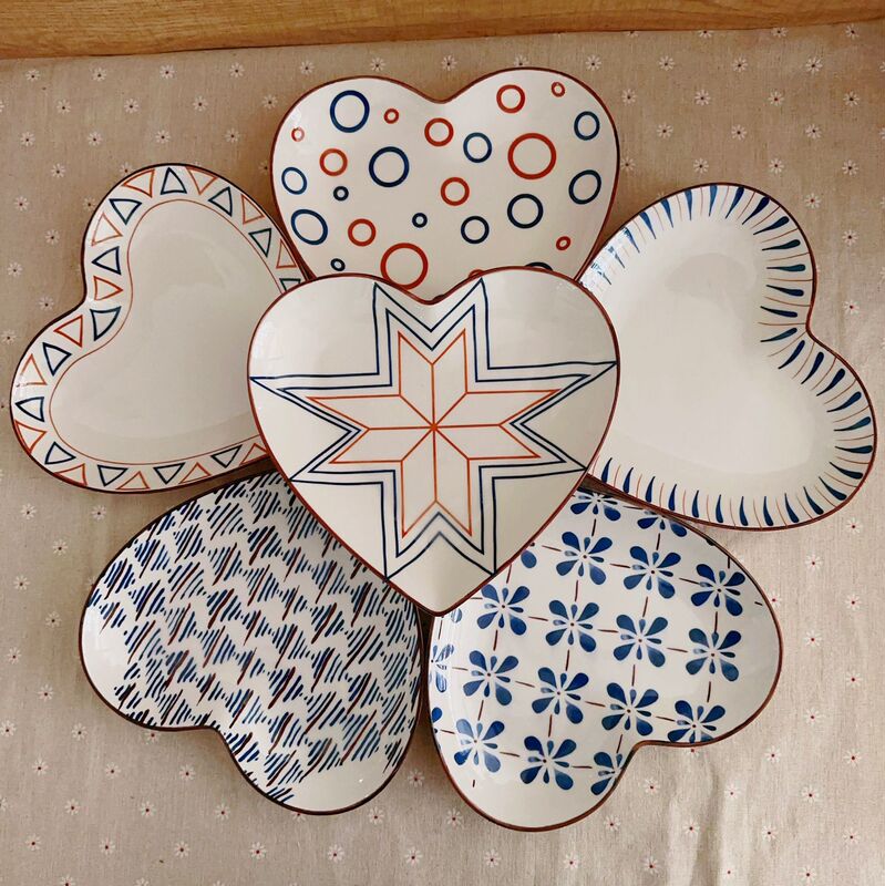 Ceramic Household Love Plate Creative Dish Internet Celebrity Plate Set Japanese Style Ceramic Plate ins Style Dinner Plate Ceramic Household Love Plate Creative Dish Internet Celebrity Plate Set Japanese Style Ceramic Plate ins Style Dinner Plate