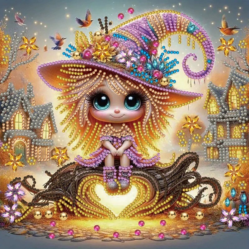 Pintura de Diamantes 5D con Forma Irregular de Princesa de Fantasía, Pintura de Diamantes DIY, Pintura de Diamantes con Puntos de Cristal, 30×30