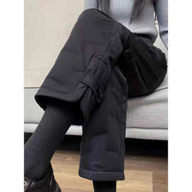 休闲工装棉裤女禅意新款冬季外穿加厚休闲直筒棉裤禅修