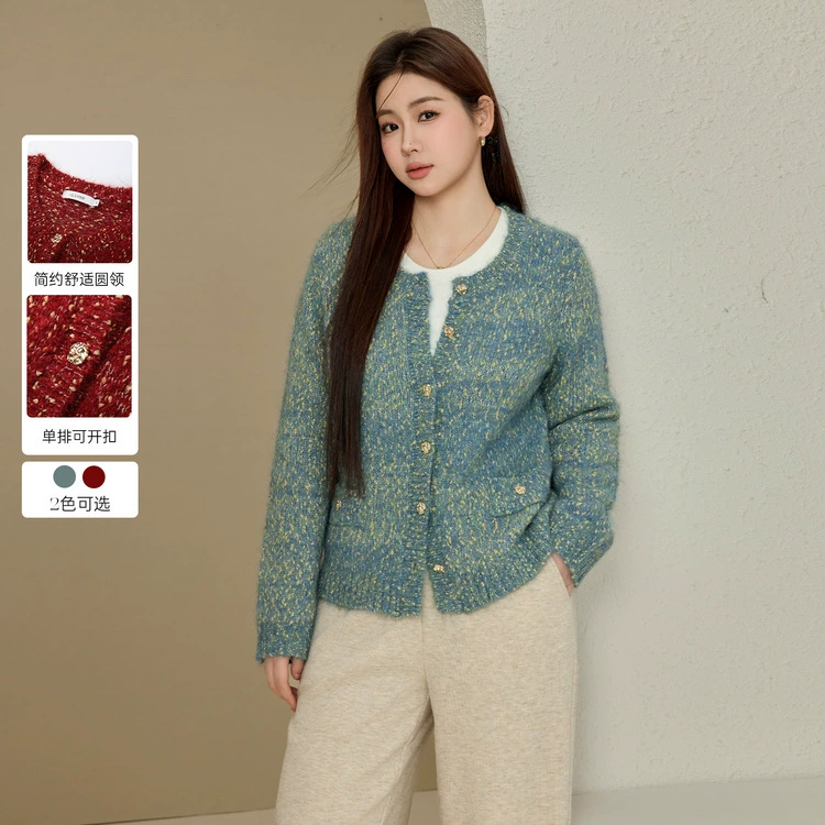 [Французский стиль моды, теплый дикий свитер] Funny Show большой размер женский толстый mm2025 весенний новый