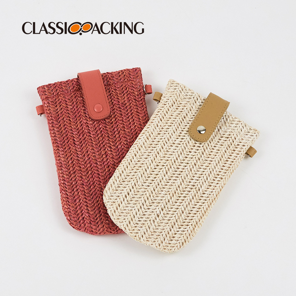 Venta al por mayor de fábrica de pppgrass tejido bolso portátil teléfono móvil llave de la bolsa de la tarjeta de cambio diagonal bolso pequeño estudiante mujer