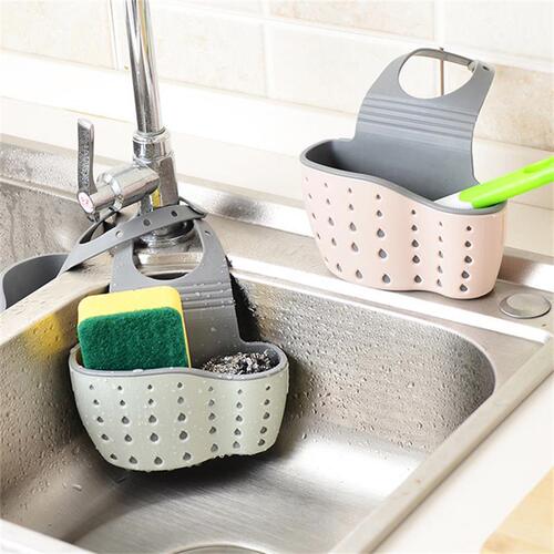 Kitchen double-layer sink hanging bag sponge steel ball storage hanging basket sink drain hanging basket faucet pool hanging bag
