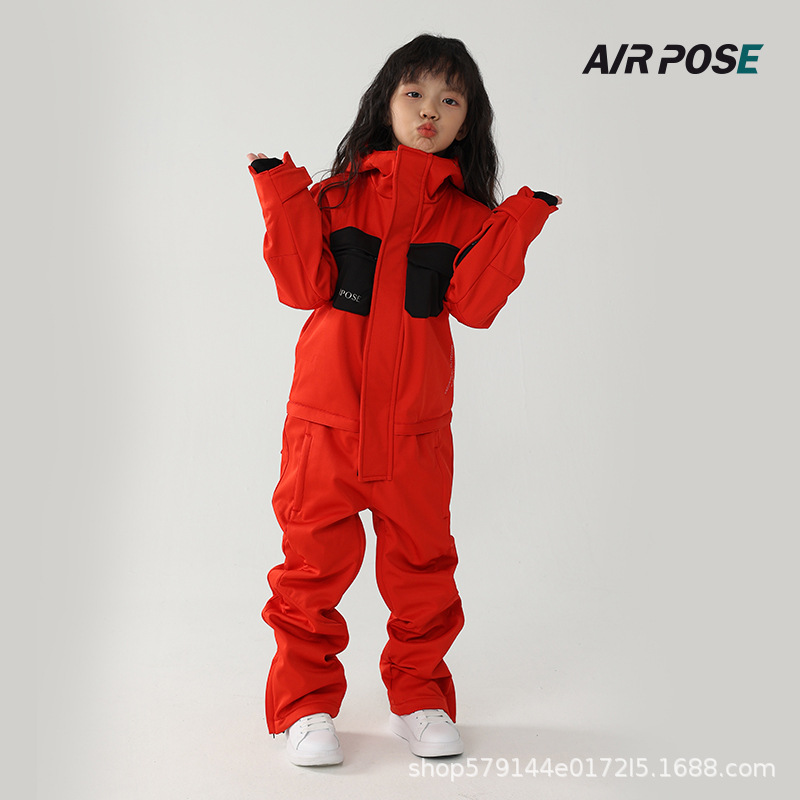 Airpose niños de una sola pieza traje de esquí niños y niñas tablero doble tablero impermeable cálido engrosado bebé traje de esquí
