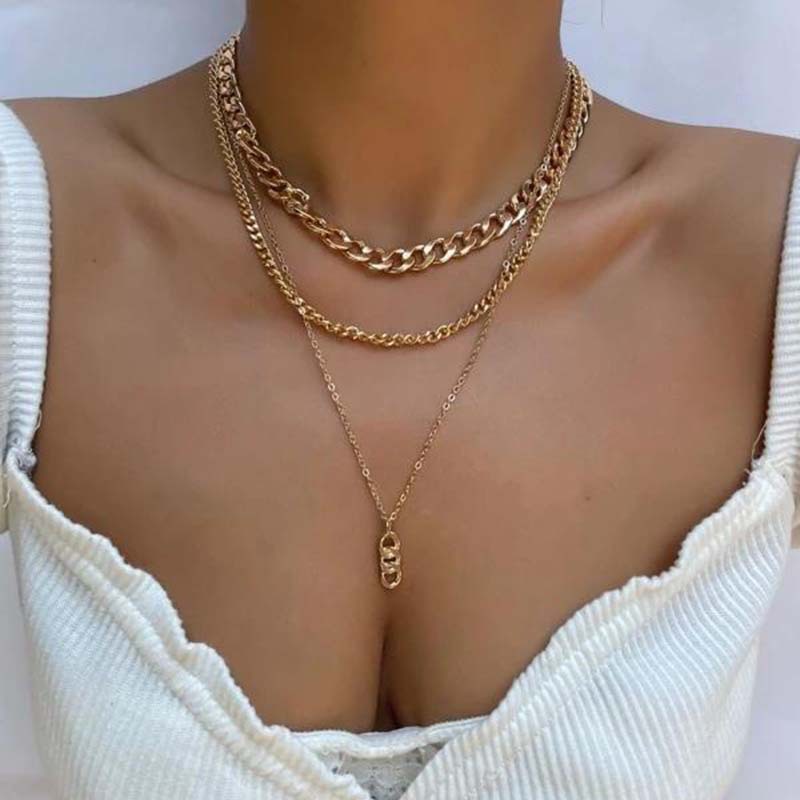 Simple Alloy Necklace Hip-hop Thick Stitching Multi-layer Clavicle Chain display picture 1