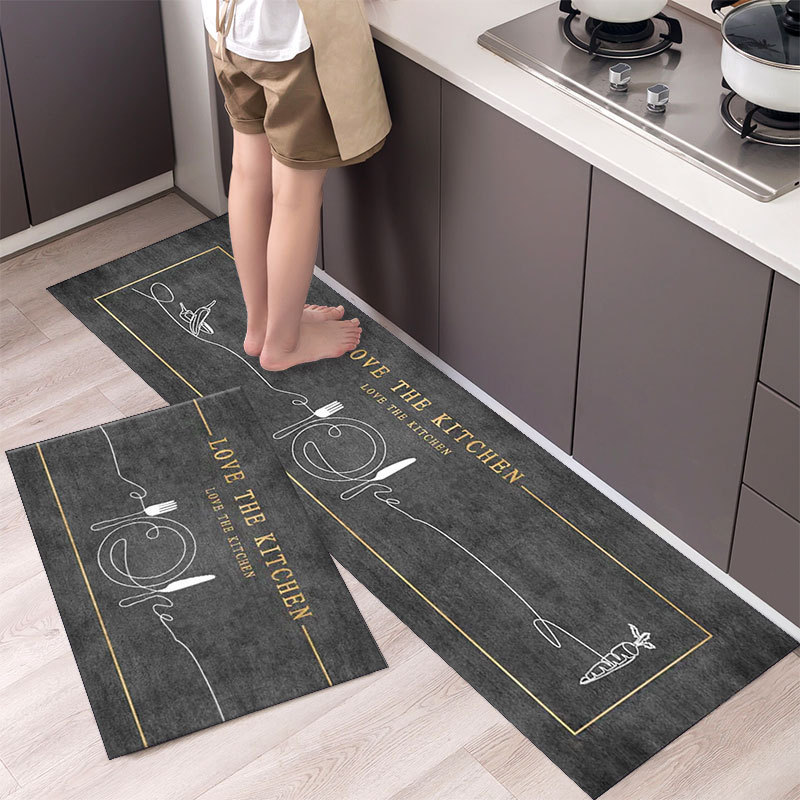 Cocina simple absorbente de aceite alfombra de piso de entrada del Hogar antideslizante alfombra de piso matorral alfombra de piso de terciopelo de cristal se puede fijar