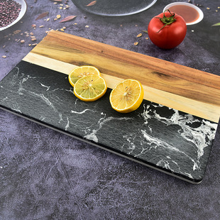 Marble splicing solid wood cutting board household splicing acacia wood cutting board fruit and vegetable slice chopping board bread sushi cutting board