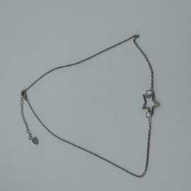 2024亚马逊项链锁骨链五角形金属吊坠时尚流行个性化穿搭配轻奢风