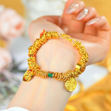 批发黄金色沙金盘缠黄财神藏式手链烧蓝古法工艺景区寺院热销爆款