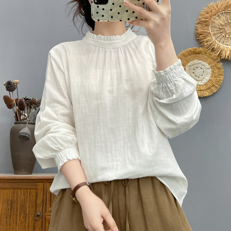 652 Elegant Artistic Pullover Lace Cotton Long-Sleeve Shirt for Women, 2026 Spring New Casual Slim-Fit Top 652 Elegant Artistic Pullover Lace Cotton Long-Sleeve Shirt for Women, 2026 Spring New Casual Slim-Fit Top