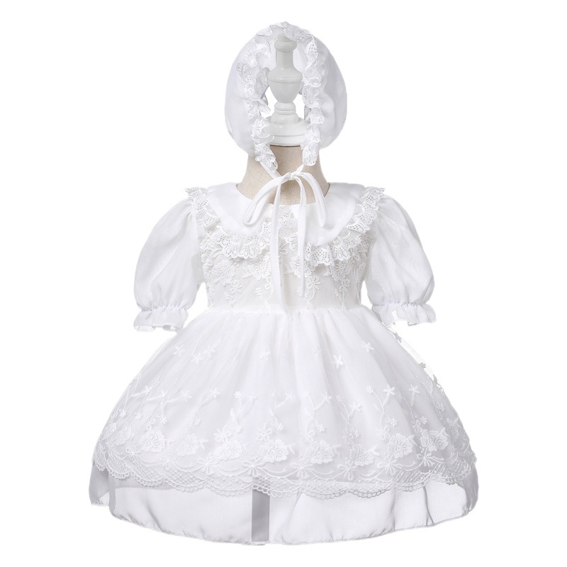 123-Verano ligero transpirable bebé estilo occidental gasa princesa vestido bebé Luna Llena vestido niña bebé encaje vestido