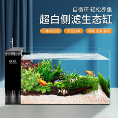 Xinxin サイドフィルター水槽リビングルーム家庭用水槽水族館超白色ガラス小型生態自己循環フィルター水槽