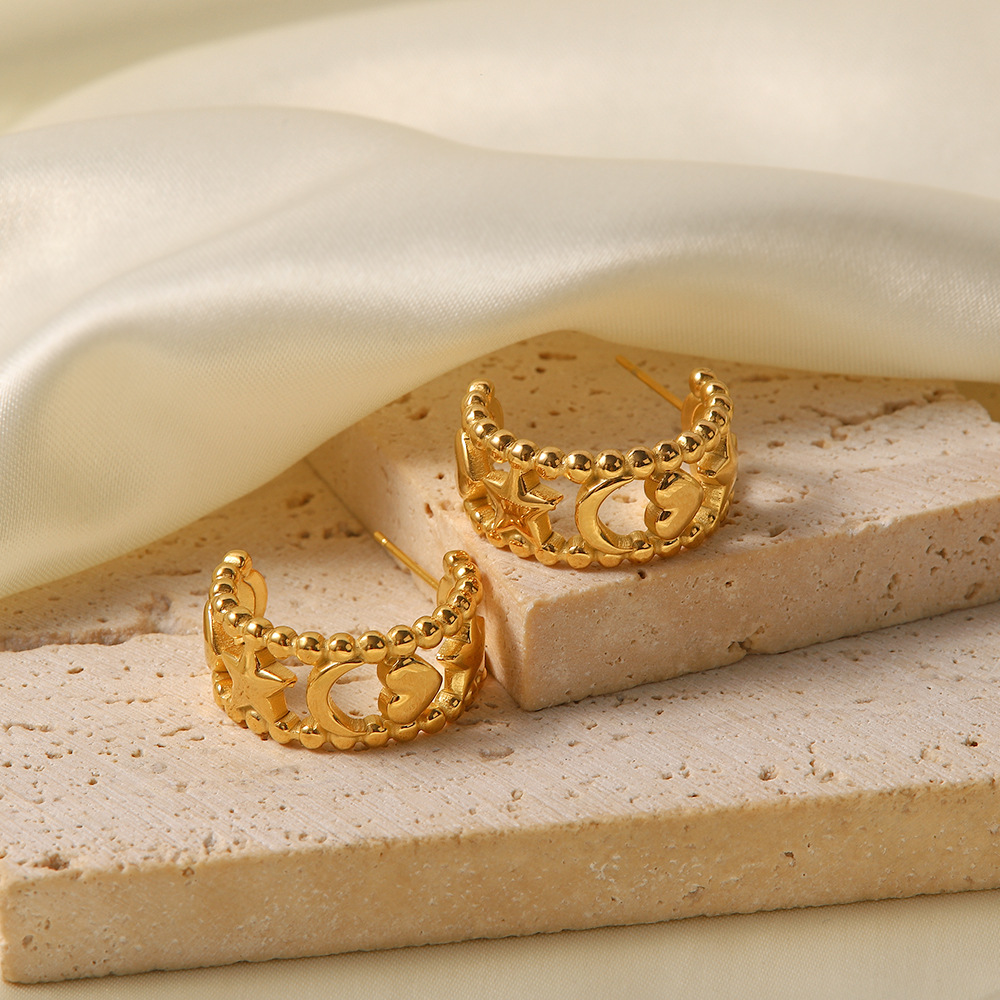 Fashion Geometric Stainless Steel Gold Plated Earrings 1 Pair