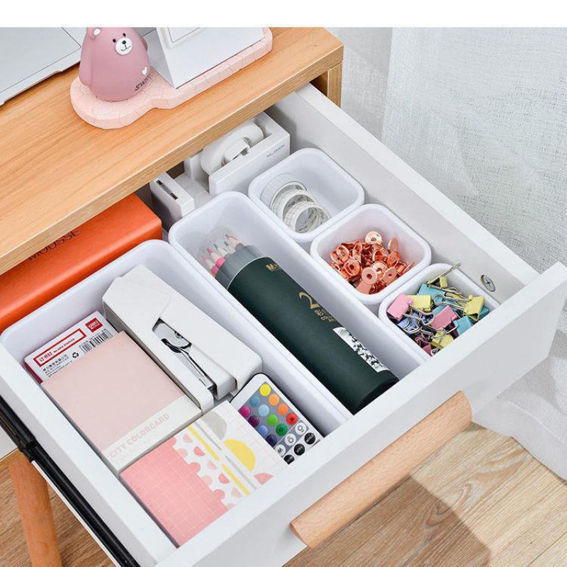 Caja de almacenamiento engrosada (2 grande 3 media 3 pequeña) blanca