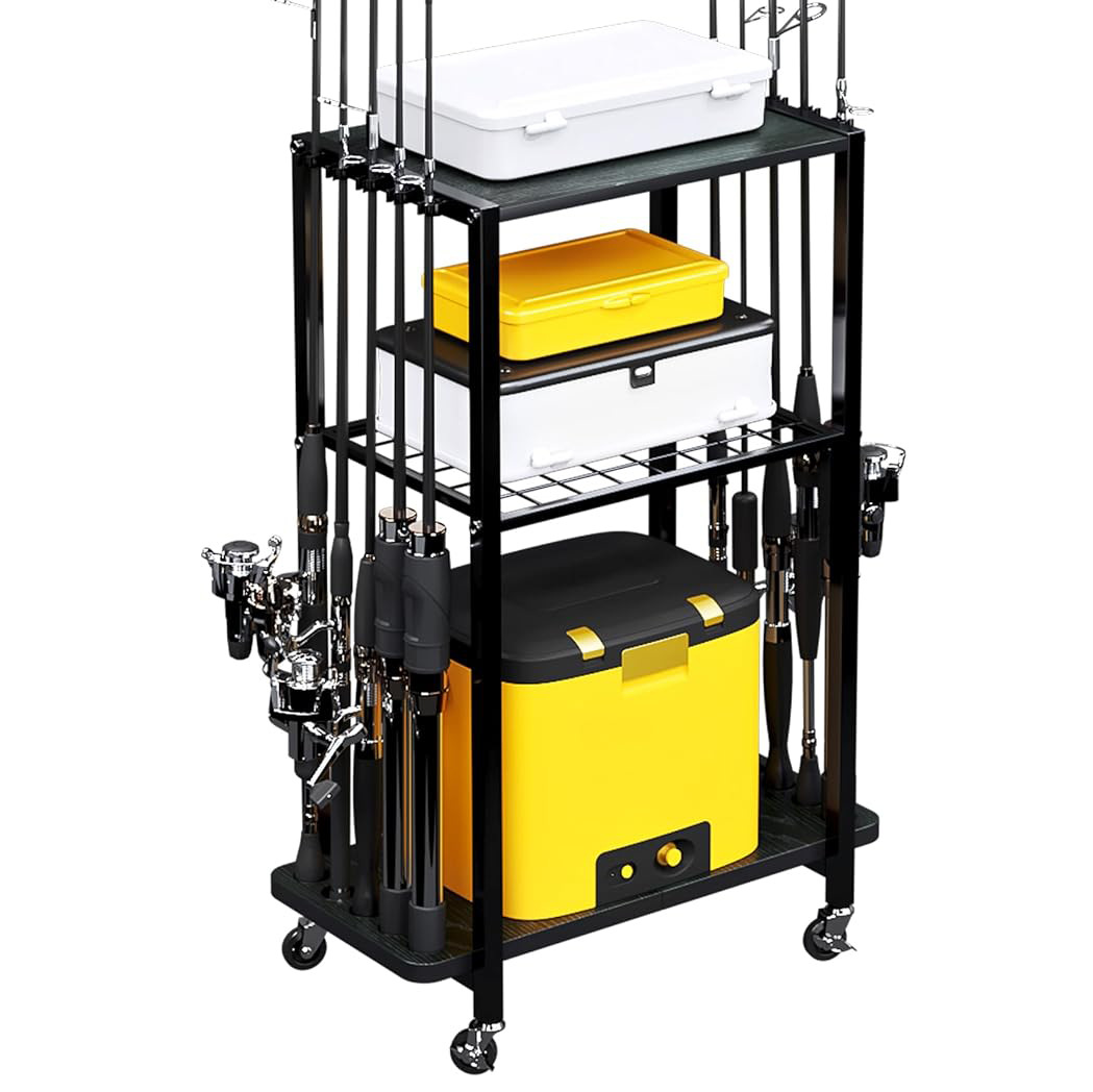 定制定做渔具推车收纳架储物架钓鱼竿金属展示架收纳架推车