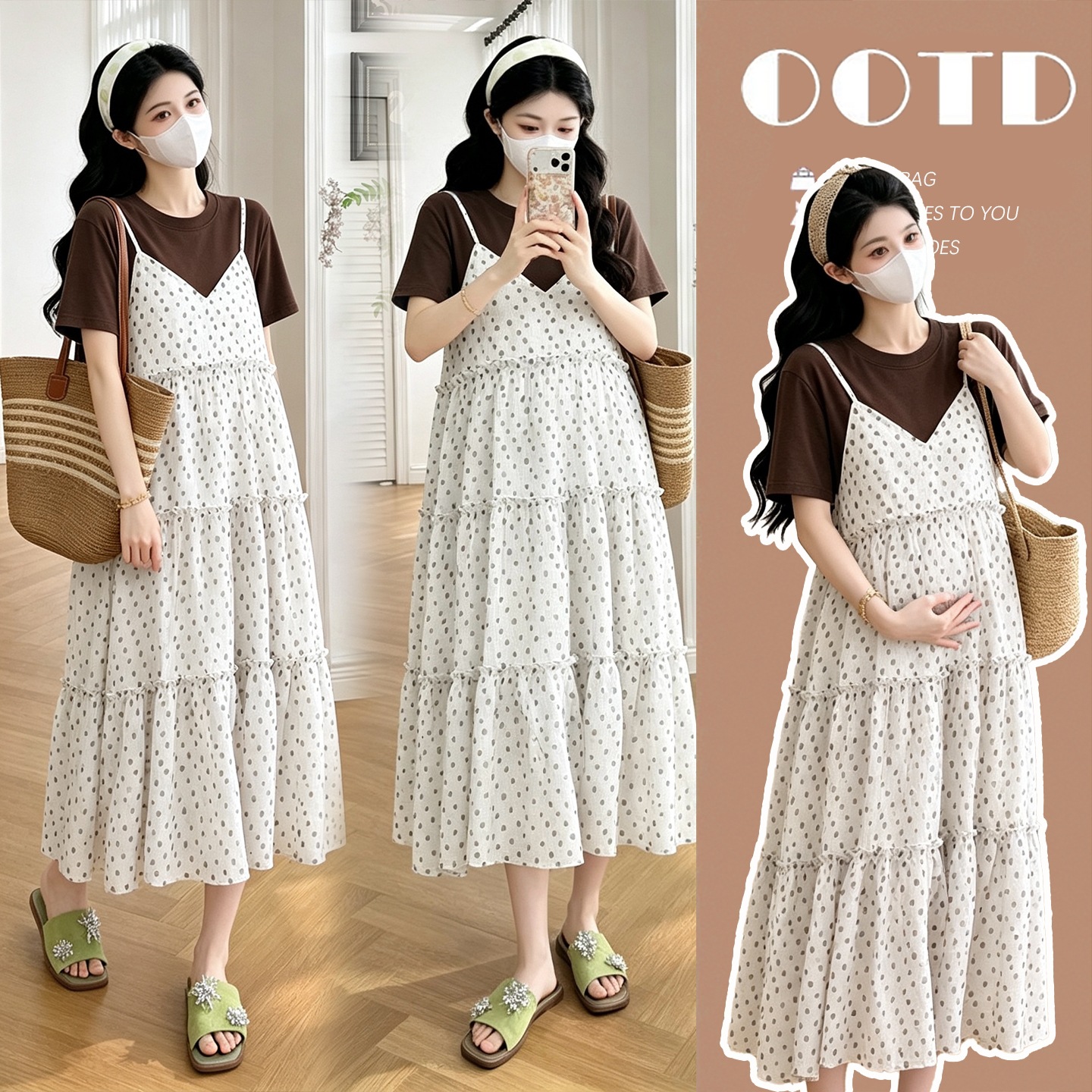 Real Shot of Maternity Wear Summer 2026 New French Resort Style Slimming Dress