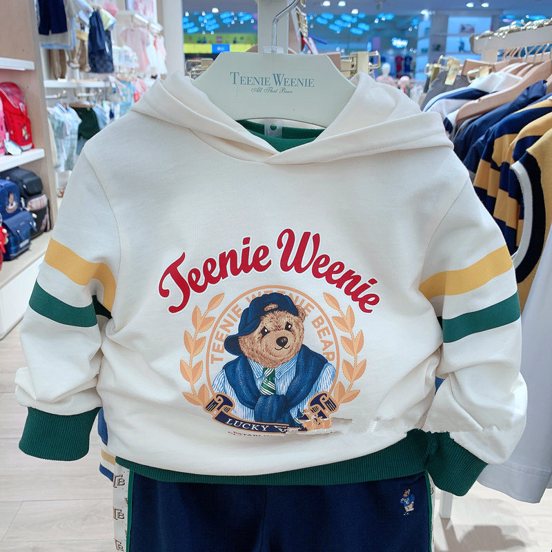 纯棉特价处理春秋款韩版小熊学院风卡通印花休闲连帽卫衣