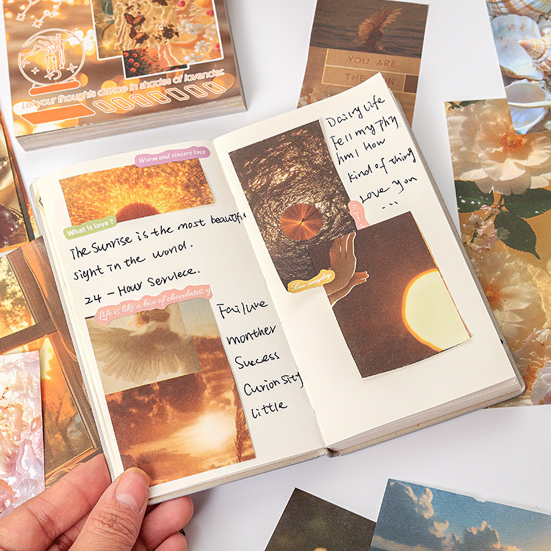 100 hojas de la serie de estrellas y meses brillantes en materiales exquisitos y lindos y coloridos libros hermosos DIY libros de mano materiales de decoración de papel