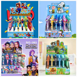 新品多款卡通贴片笔 猎魔女团按动中性笔高颜值黑色0.5水笔刷题笔