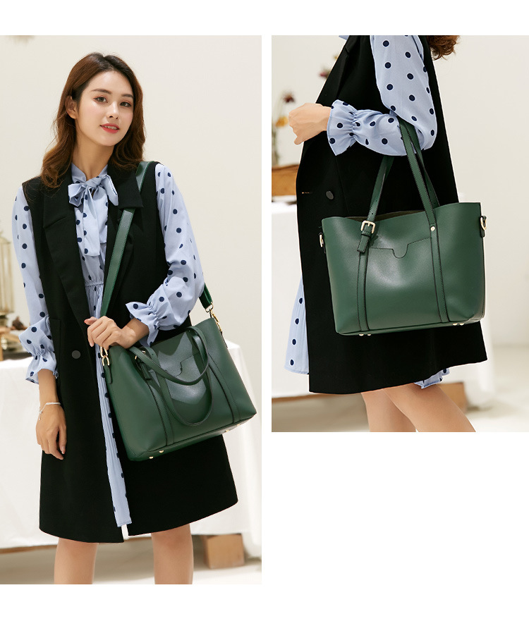 Retro Waxed Leather Shoulder Tote Bag Image 2