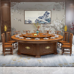 酒店电动餐桌椅组合大圆桌2米3米新中式实木饭店包厢宴会火锅E18