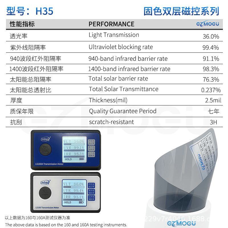 Solid Color Double-Layer Magnetic Control Series Car Glass Film, Anti-Uv, High Heat Insulation Film, High Privacy Solar Film, Explosion-Proof
