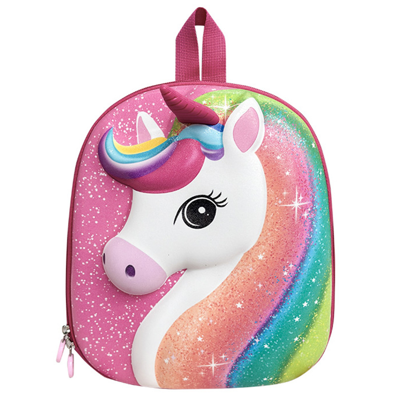 Mochila 3D de dibujos animados para niños Unicornio adorable niña mochila escolar de jardín de infantes mochila transpirable para niñas