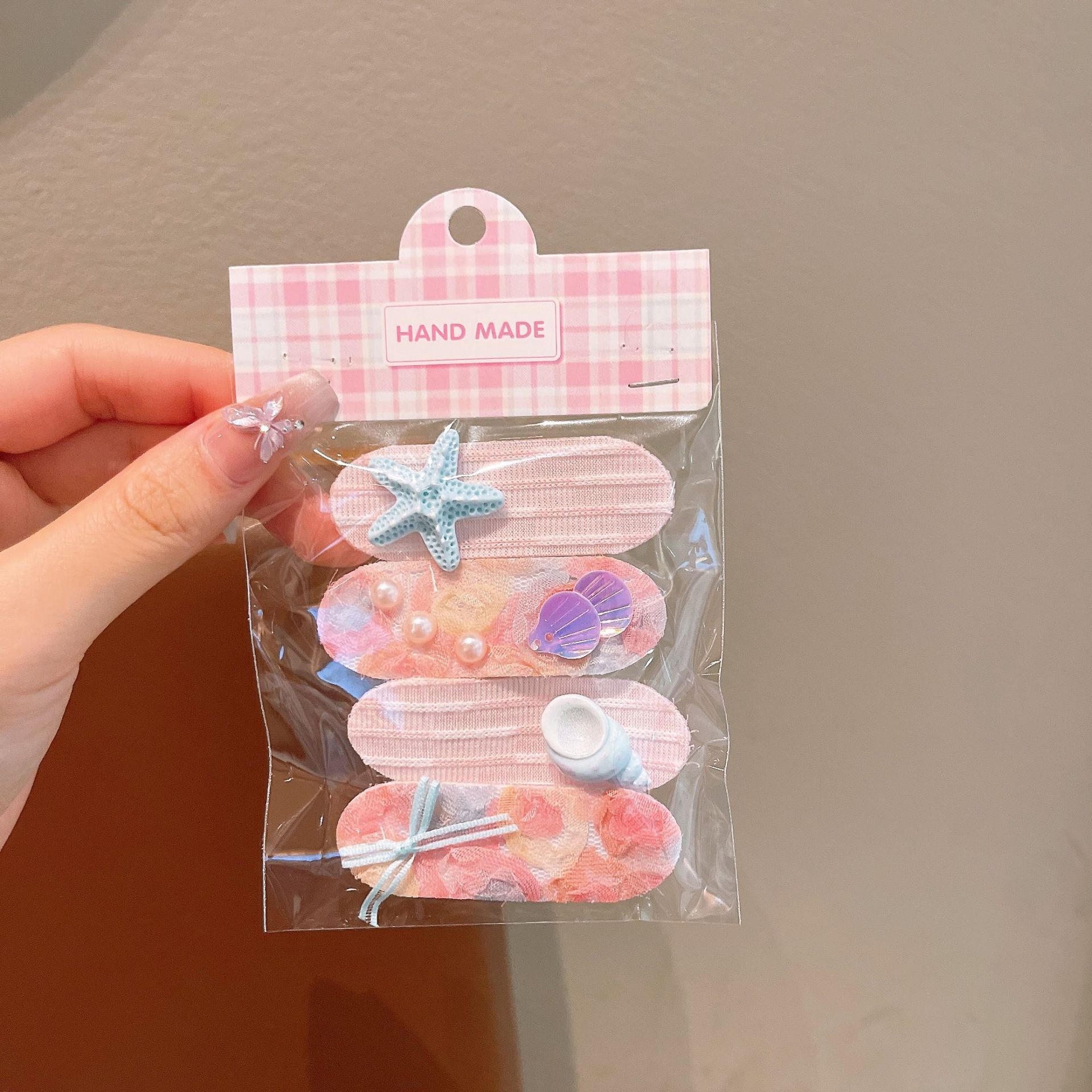 Estrella de mar conchas de bebé velcro pegatinas de cabello roto pegatinas de sudor pegatinas de cabello adornamiento de cabello no dañado pegatinas de frangeo para niños