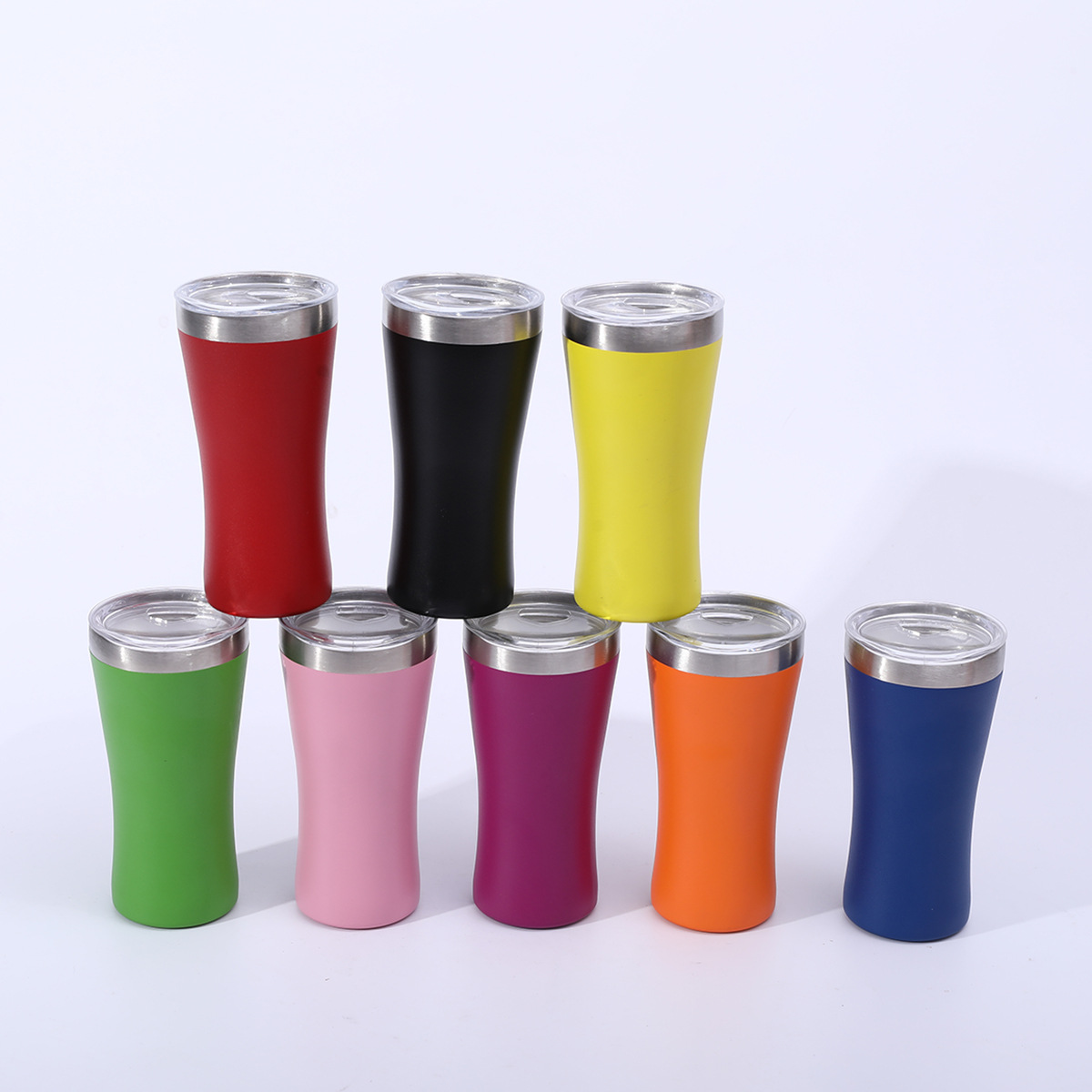 跨境热销6oz迷你腰型杯304不锈钢双层真空保温杯简约纯色便携酒杯