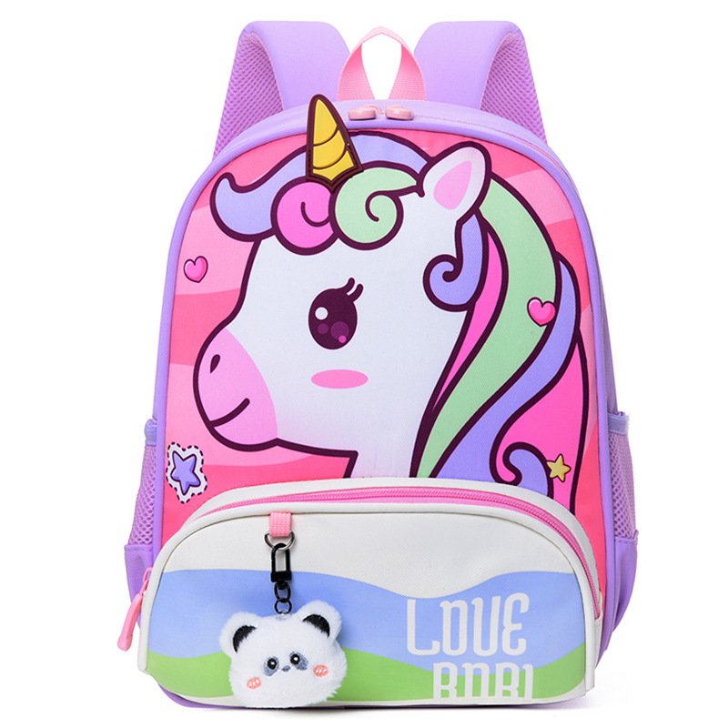 Bolsos lindos para niñas unicornio de dibujos animados mochila transpirable para niños de jardín de infantes, mochila ligera