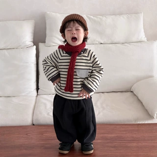 儿童服装条纹加厚卫衣2026新款韩版童装宝宝秋冬衣服男童加绒套装