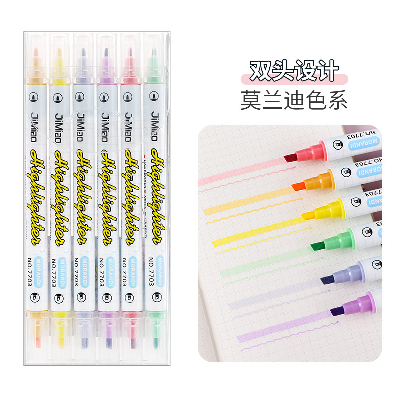 Polar dibujo color resaltador de doble cabeza marcado pluma estudiantes utilizan lectura clave para hacer notas Morandi marcado pluma