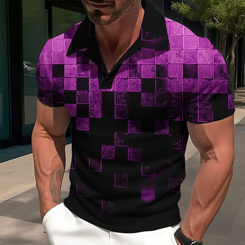 Herren Polohemd Mit Geometrischem Muster Für Golf Und Freizeit_voghion.com