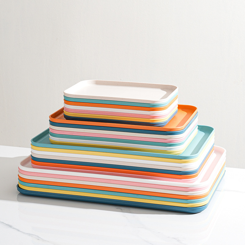 Light Luxury Nordic Rectangular Plastic Tray Household Fruit Tea Cup Dinner Plate Wholesale Light Luxury Nordic Rectangular Plastic Tray Household Fruit Tea Cup Dinner Plate Wholesale