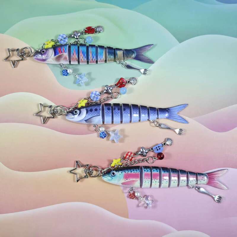 Cross-Border Marine Fish Bait Small Fish Multi-Section Fish Lure Bag Pendant Fish Keychain Bionic Fish Keychain