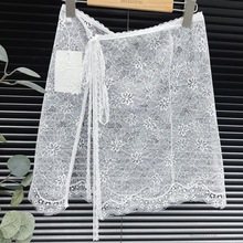 韩式博主百搭外搭叠穿屁帘女系带太阳花一片式蕾丝半身裙跨境直销