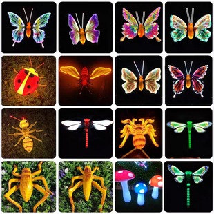 Led Dynamic Luminous Butterfly Lamp Artificial Dragonfly Insect Lamp Outdoor Waterproof Scenic Park Landscape Lamp Lawn Lamp