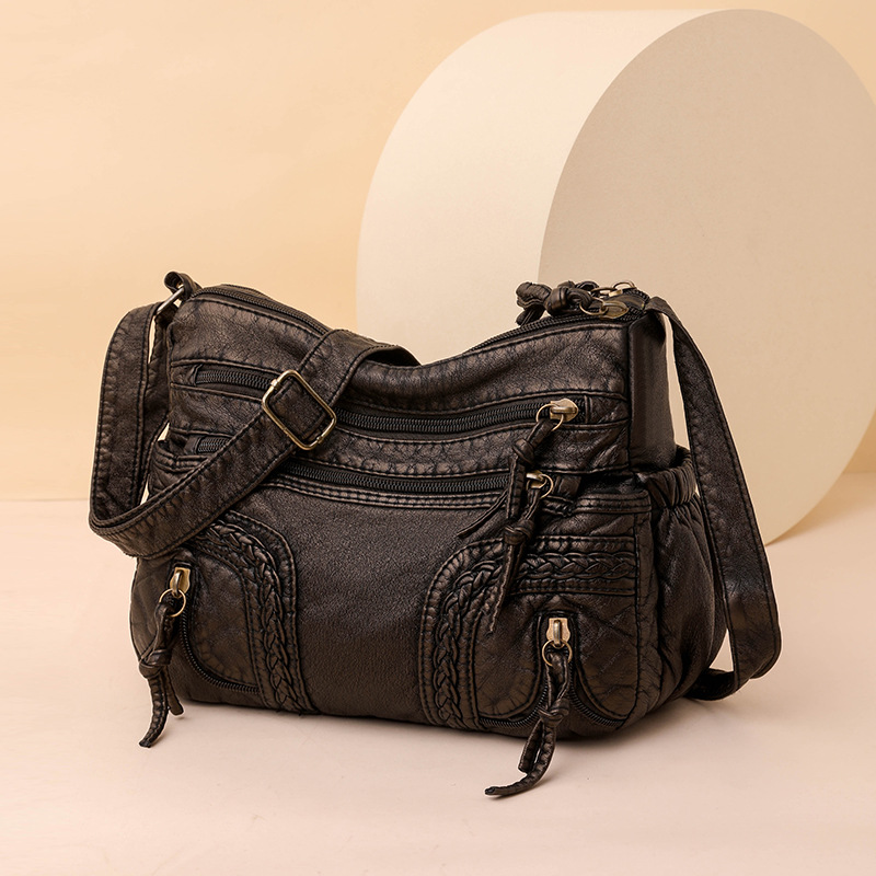 2023 New Cross-Border Genuine Leather Texture Woven Shoulder & Crossbody Bag For Women, Fashion Versatile Large Capacity Mom Bag - Thumbnail 3
