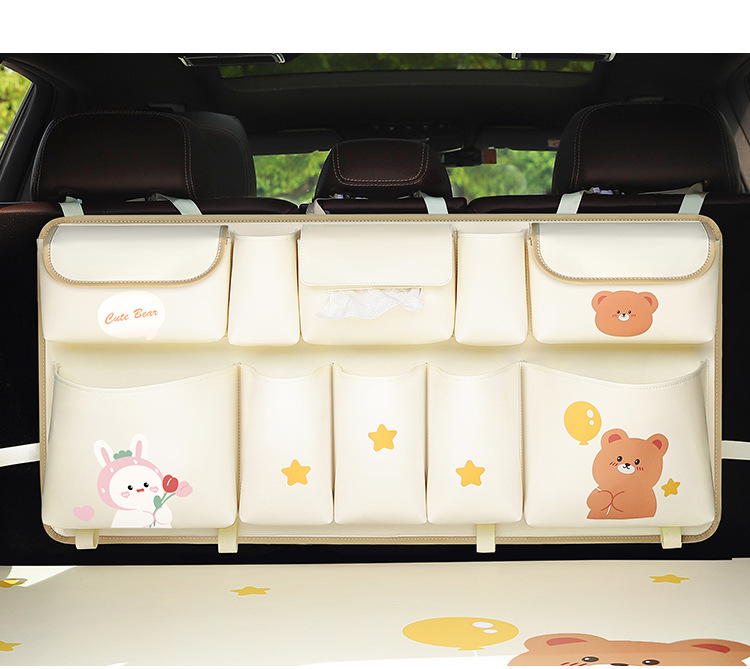 Multifunctional car trunk storage bag cute rear seat back-mounted car storage bag car storage box
