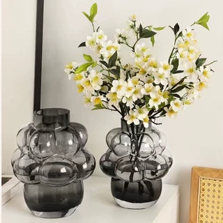 高级感冷灰葡萄造型玻璃花瓶水培客厅餐桌鲜花插花装饰品家居摆件