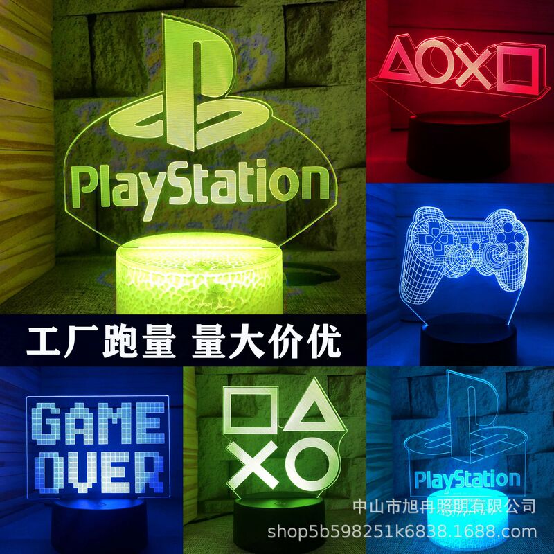 Cross-Border 3D Night Light Game Controller Headphone Series Creative Atmosphere USB Table Lamp Gift Lamp Gift