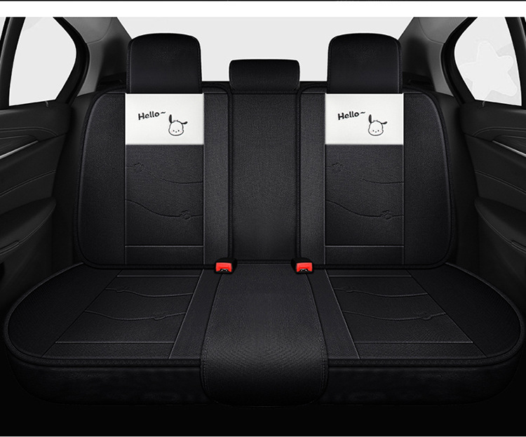 Car Seat Cushion, Universal for All Seasons, Full-Cover Linen Fabric Seat Cover, Cartoon Seat Cover, Fully Enclosed Seat Cushion, Seat Cover with Ventilation